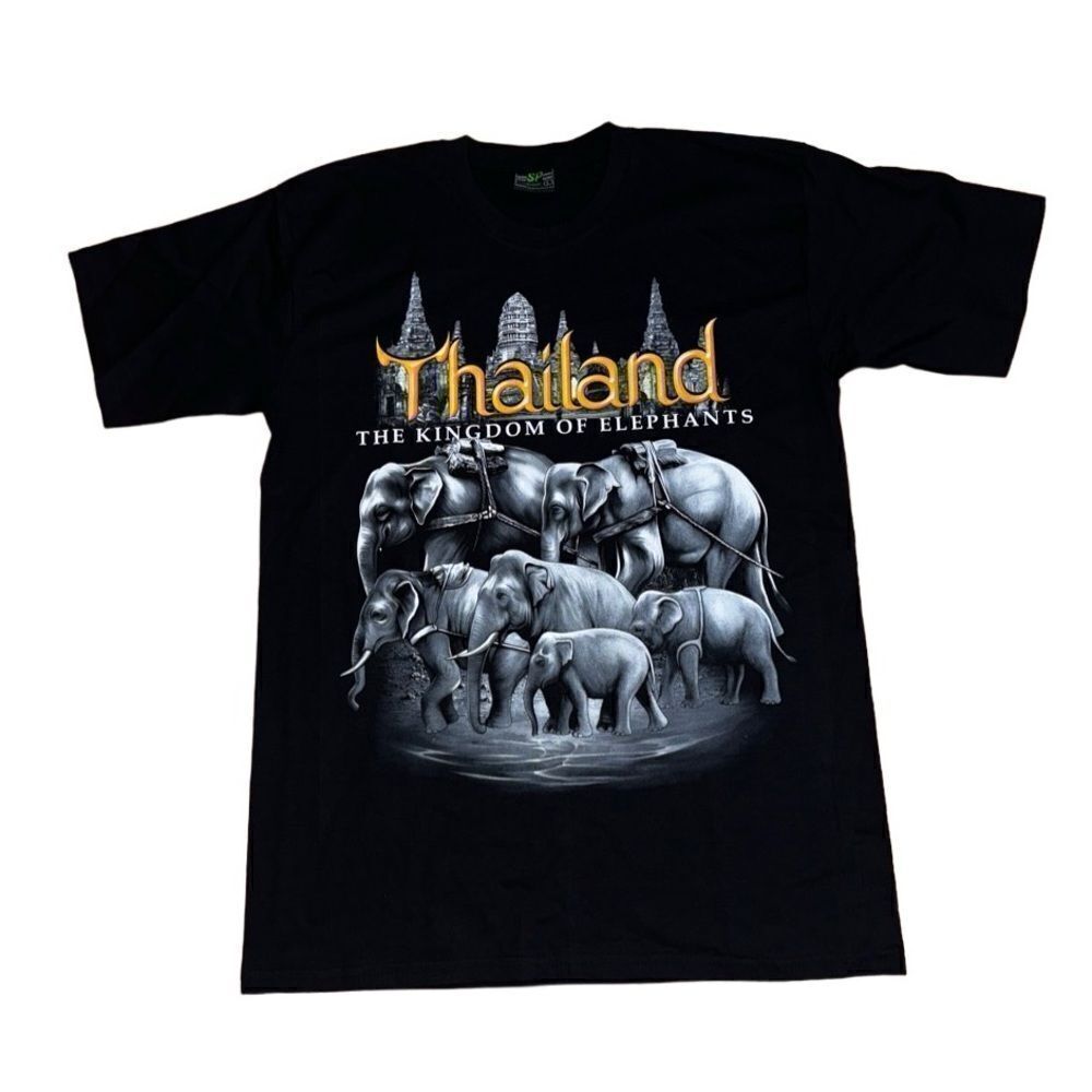 Thailand "The Kingdom Of Elephants" T-Shirt | Black | Size Large